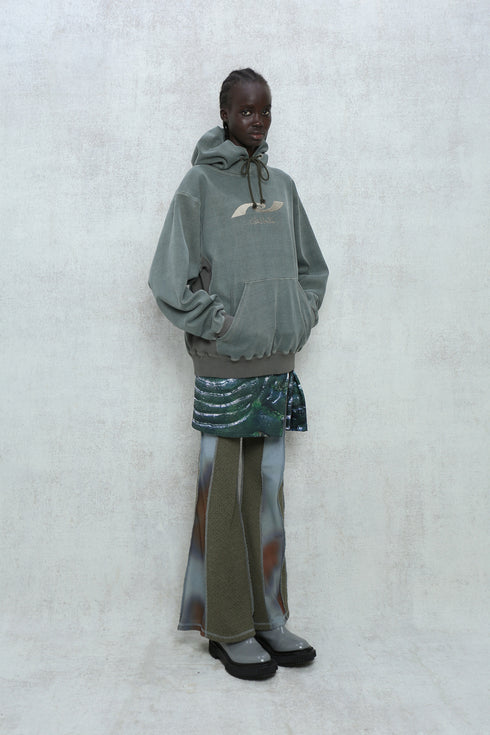 WASHED EMBROIDERY LOGO HOODIE -DARK GREEN- *Last1